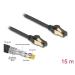 Delock Síťový kabel RJ45 Cat.6A zástrčky na zástrčku, S/FTP, černý, délky 15 m, Cat.7, silné tloušťky, vhodný pro průmysl