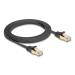 Delock Síťový kabel RJ45 s pleteným opláštěním, Cat.6A, ze zástrčky U/FTP na zástrčku, 2 m, černý
