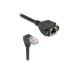 Delock Síťový prodlužovací kabel ze zástrčky S/FTP RJ45, pravoúhlý (90°), na integrovanou zásuvku RJ45, Cat.6A, 0,5 m, černý