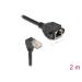 Delock Síťový prodlužovací kabel ze zástrčky S/FTP RJ45, pravoúhlý (90°), na integrovanou zásuvku RJ45, Cat.6A, 2 m, černý