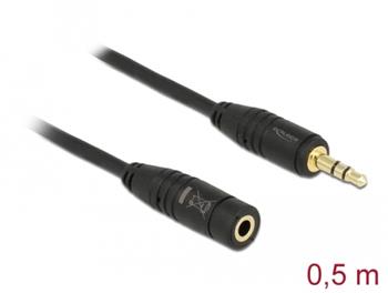 Delock Stereo Jack Extension Cable 3.5 mm 3 pin male > female 0.5 m black