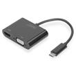 DIGITUS Adaptér USB typu C na HDMI + VGA 4K/30 Hz / Full HD 1080p, černý