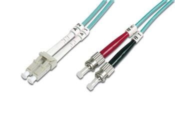 DIGITUS Fiber Optic Patch Cord, LC to ST, Multimode 50/125 µ, Duplex Length 2m, Class OM3