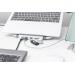 DIGITUS variabilní stojan na notebook s integrovanou dokovací stanicí USB-C ™, 8 portů