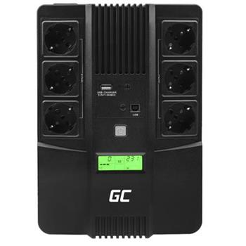 Green Cell Nepřerušitelný napájecí zdroj UPS AiO 600VA 360W s LCD displejem | VERZE EU | 6x zásuvky Schuko