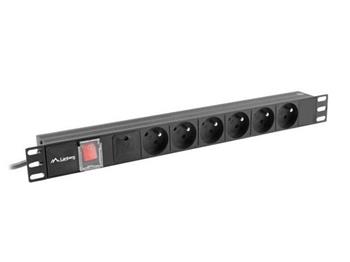 LANBERG NAPÁJECÍ DISTRIBUČNÍ JEDNOTKA (PDU) 19" 1U 16A 6X FRANCOUZSKÉ ZÁSUVKY 2M ČERNÁ
