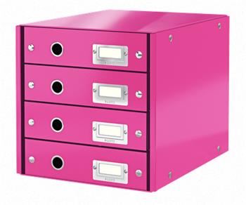 LEITZ Zásuvkový box Click&Store, 4 zásuvky, růžová