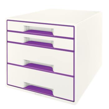 LEITZ Zásuvkový box WOW CUBE, 4 zásuvky, purpurová