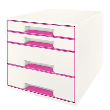 LEITZ Zásuvkový box WOW CUBE, 4 zásuvky, růžová